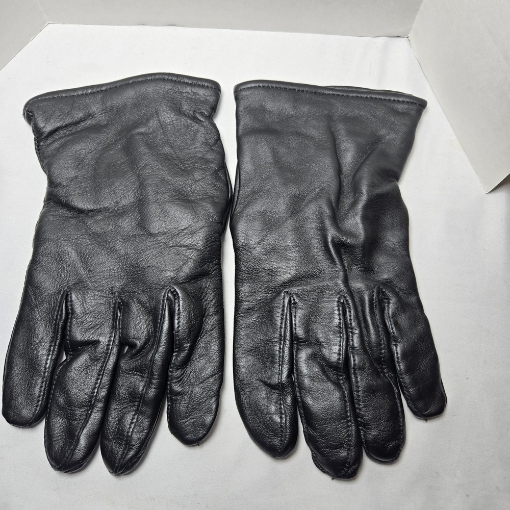 Vtg 06 US Military Issue Black Leather Dress Uniform Gloves Size 9 Classic Wool